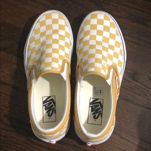 yellow and white checkered vans
